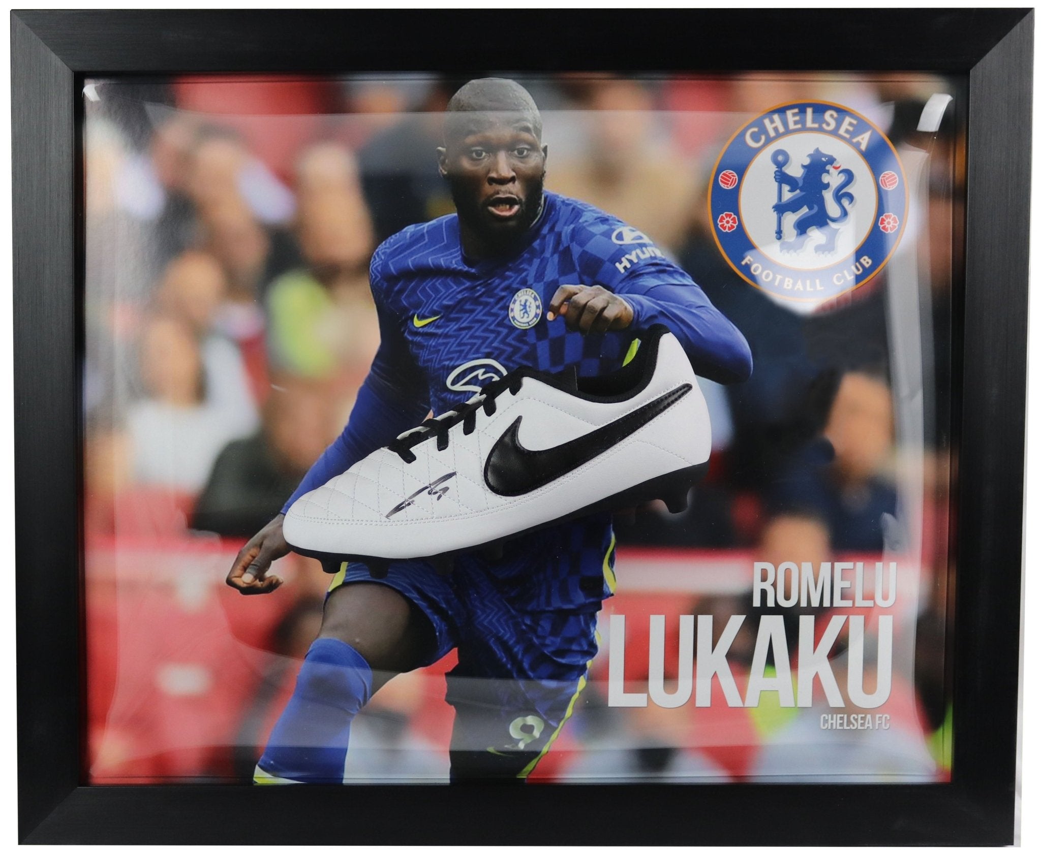Romelu Lukaku signed chelsea boot - Memorabilia Framers Shop